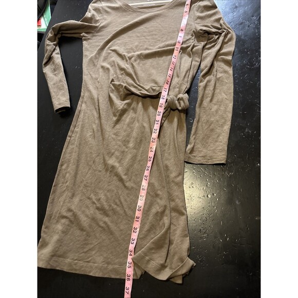 Aerie Olive Green Cotton Tie Waist Long Sleeve Dress Size Small - Picture 7 of 7